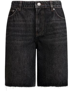 12 STOREEZ Short En Jean À Ourlet Frangé - Noir