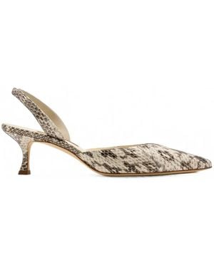 Manolo Blahnik Carolyne Snakeskin-Effect Court Shoes - White