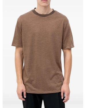 BOSS Crew-Neck Cotton T-Shirt - Brown