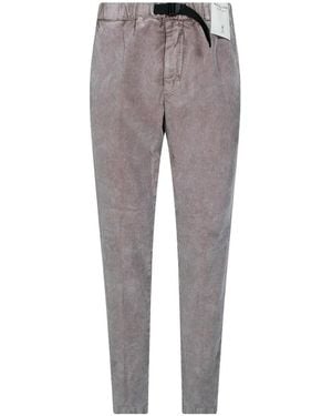 White Sand Belted Corduroy Pants - Gray