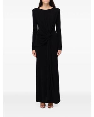 ELEH Knot-Detail Long-Sleeve Maxi Dress - Black