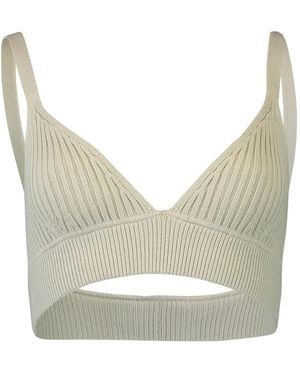Michael Kors Ribbed Cashmere Bra Top - White