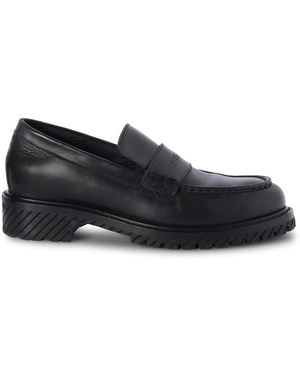 Off-White c/o Virgil Abloh Military Pennyloafers aus Leder mit Logoprägung - Schwarz