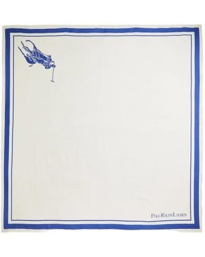Polo Ralph Lauren Striped-logo Scarf - Blue