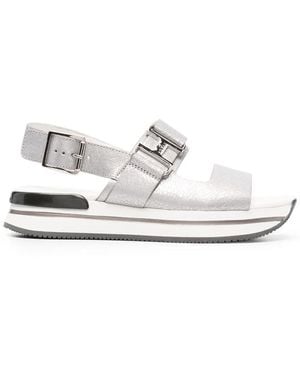 Hogan Logo-Buckle Detail Sandals - White