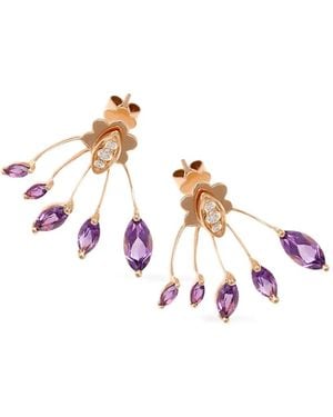 Stefere 18K Rose Eventail Diamond And Amethyst Earrings - White