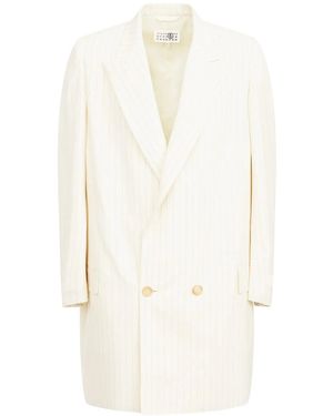 MM6 by Maison Margiela Oversized Pinstripe Double-Breasted Blazer - White