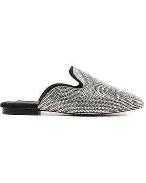 Twentyfourhaitch Aukena Rhinestone-Embellished Slip-On Mules - White