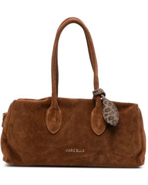 Marc Ellis Bilbao Suede Leopard-Print Charm Shoulder Bag - Brown