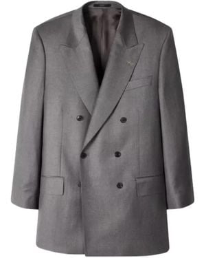 Paul Smith Oversized Pin-Dot Wool Double-Breasted Blazer - Grey
