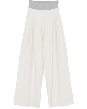 Gran Sasso Pantalon À Taille Côtelée - White