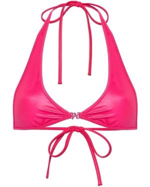 Palm Angels Monogram-Plaque Bikini Top - Pink