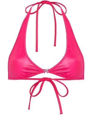 Palm Angels Top Bikini Con Placca Monogramma - Rosa
