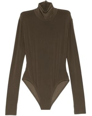 Norma Kamali Long-Sleeve High-Neck Bodysuit - Green