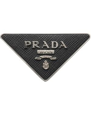Prada Cinturón Saffiano Con Hebilla - Gris