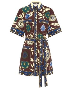 ALÉMAIS Jasper Floral-Print Belted Mini Dress - White