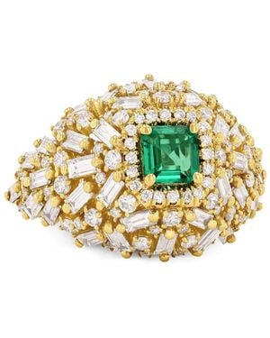 Suzanne Kalan Anillo One Of A Kind en oro amarillo de 18 ct con diamantes y esmeralda - Metálico