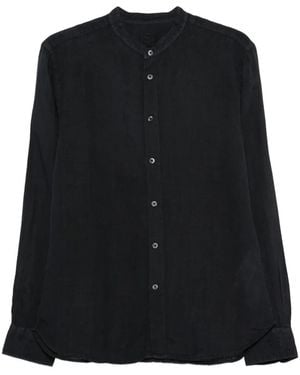 120% Lino Collarless Long-Sleeve Shirt - Black