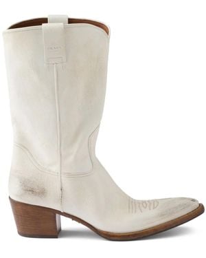 Prada Bottes En Cuir 25 Mm - Blanc
