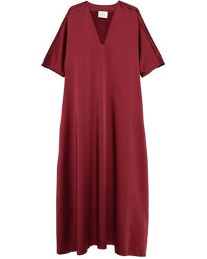 Atu Body Couture Satin V-Neck Maxi Dress - Red