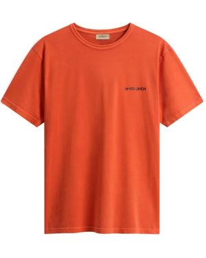 Woolrich Garment-Dyed Graphic-Print T-Shirt - Orange