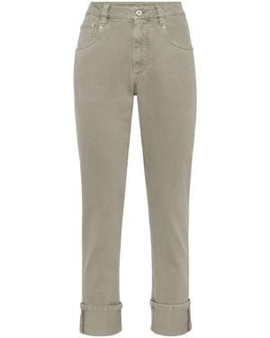 Brunello Cucinelli Monili-Chain Mid-Rise Straight-Leg Jeans - Natural