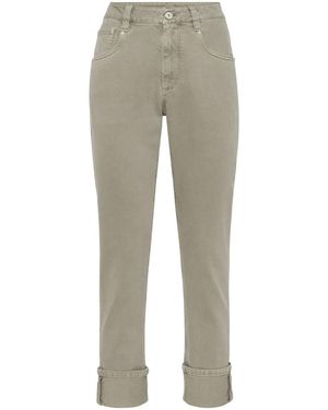 Brunello Cucinelli モニリチェーン ミッドライズ ストレートジーンズ - ナチュラル
