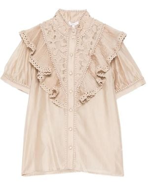 Paperlace Chemise À Volants En Dentelle - White