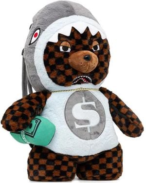 Sprayground Bear-Shape Dollar-Detail Backpack - White