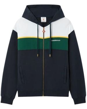 CASABLANCA Panelled Zip-Up Hoodie - Blue