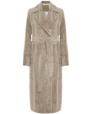 Bigardini Estelle Belted Shearling Coat - Natural
