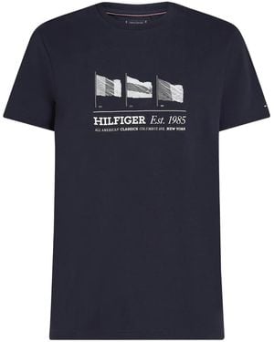 Tommy Hilfiger Flag-Print T-Shirt - Blue