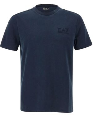EA7 Logo-Embroidered Crew-Neck T-Shirt - Blue