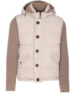 Moorer Foscolo padded knitted-sleeve jacket - Natur