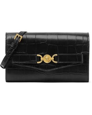 Versace Medusa '95 Croc-Effect Cross Body Bag - Black