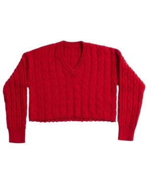 Fortela Pullover Mit Zopfmuster - Rot