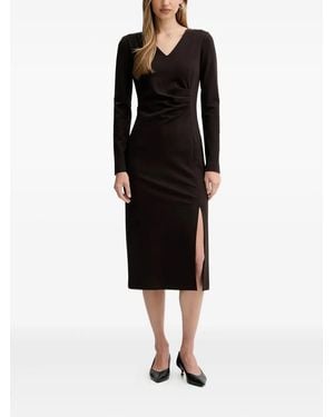 Liviana Conti Filippa V-neck Side-slit Midi Dress - Black