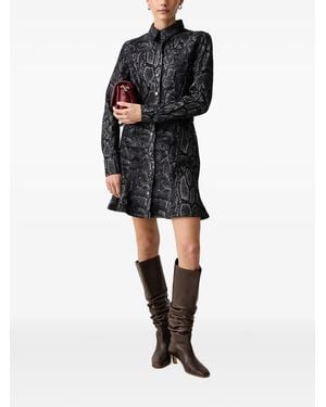 Trussardi Robe Courte À Imprimé Serpent Et Volants - Noir