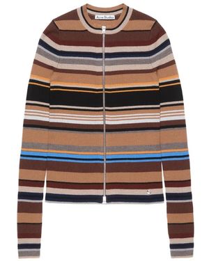 Acne Studios Striped Zip-Up Cardigan - Brown