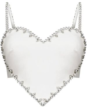 Area Crystal-Trim Heart-Shaped Top - Natural