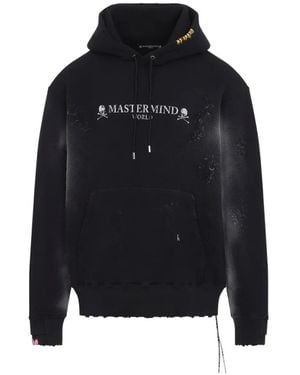 MASTERMIND WORLD Distressed Logo-Print Hoodie - Blue