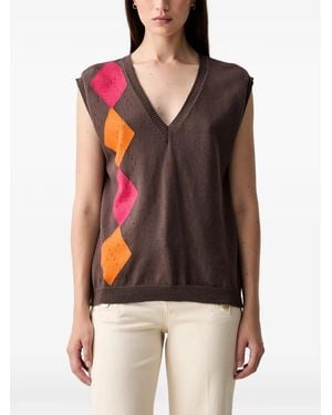 ViCOLO Maglione A Rombi Con Scollo A V - Multicolore