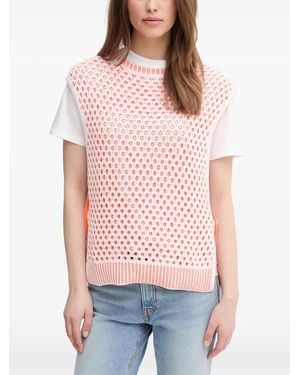 Benetton Open-Knit Knitted Top - Red