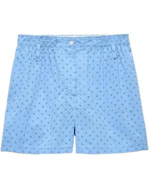 Prada Shorts Con Ricamo - Blu