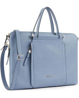 Piquadro Pochette D'Ordinateur Portable En Cuir Extensible 15,6' - Blue