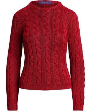 Ralph Lauren Cable-Knit Crew-Neck Sweater - Red