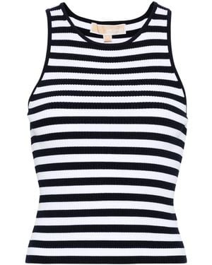 MICHAEL Michael Kors Sleeveless Viscose T-Shirt With Striped Print - Blue