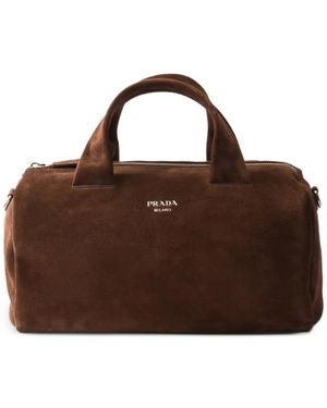 Prada Small Suede Duffle Bag - Brown
