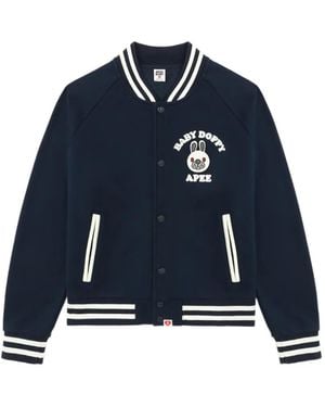 A Bathing Ape Apee Varsity Appliquéd Knitwear - Blue