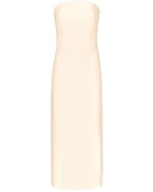 Loulou de Saison Giulia Striped Bustier Midi Dress - White